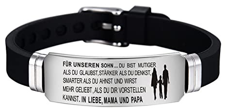 HAYOUWAY Breites Armband Silikon Verstellbar Armband FÜR UNSEREN SOHN von Mama Papa