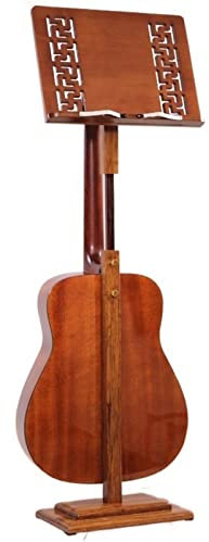 MLYY Notenständer Notenpult Vintage-Notenständer aus Holz mit Gitarrenhalter, Instrumentalaufführung/Band, 115–135 cm höhenverstellbarer Buchhalter (Color : Style 1)