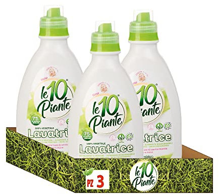 Le 10 Piante Detersivo liquido per Lavatrice Vegetale Eco-Bio per tutti i tessuti e anche a mano No coloranti Ipoallergenico SENZA Nichel Chromo Cobalto 1000ml