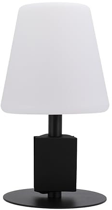 SECURIT - Lampada Da Tavolo LED Michelle - Per Caffè, Ristoranti, Bar, Hotel - Per Interni Ed Esterni - Senza Fili - Ricarica USB - Colore Bianco/Nero