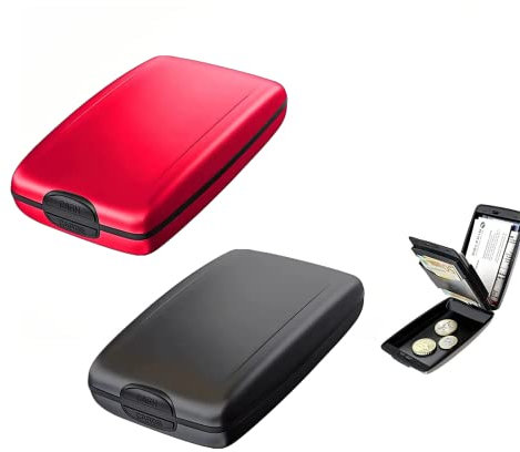 Yeehliny Kreditkartenetui aus Aluminium Portemonnaie Etuis RFID Sichere EIN- und Auszahlungen Geldbörse RFID-blockierender Halter Brieftasche RFID Blockierung Kartenetui für Damen Herren (2PC-M)