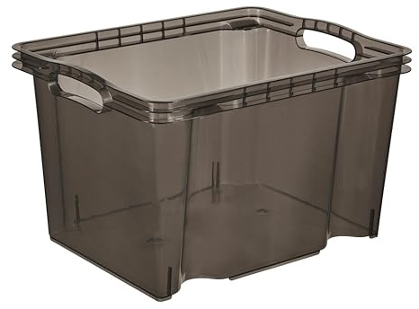 keeeper Multi-Box M Aufbewahrungsbox mit integrierten Griffen, 13,5 l, 35 x 27 x 21 cm, Franz, Crystal Grey