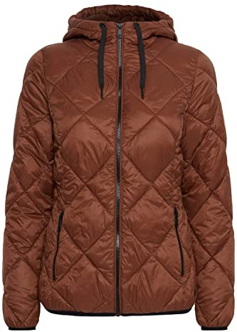 b.young BYAMALLA JACKET Damen Steppjacke Übergangsjacke Jacke mit Kapuze leicht tailliert kurz geschnitten mit Kontrast-Reißverschluss, Größe:40, Farbe:Brunette (191235)