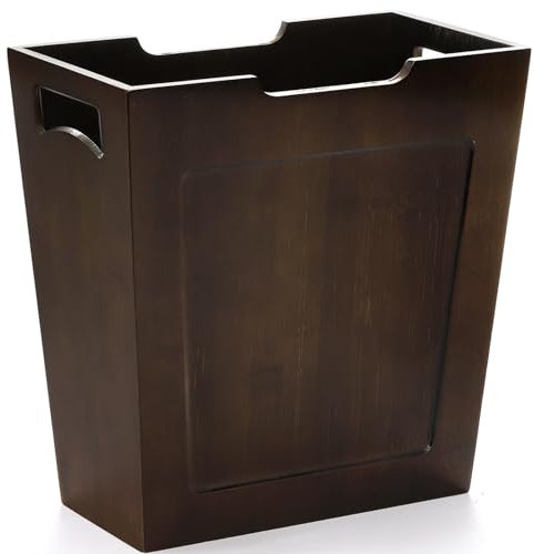 TOPZEA Bamboo Waste Basket, Rectangular Narrow Trash Can with Handles, Natural Wooden Wastebasket Small Garbage Can Slim Trash Can for Bathroom, Bedroom, Kitchen, Craft Room, Office, RVs, 10.5x6x11