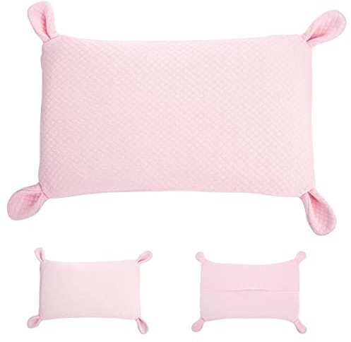 kinderkopfkissen mit charmanten Hasenohren aus Memory Foam Atmungsaktiv Kopfkissen (Pink+ Kissenbezug*2)