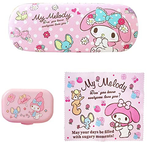 Kitty Cat Hard Shell Eyeglasses Case with Cleaning Cloth, Portable Kitty Contact Lens Case Kit with Mirror for Women Girls, Cute Lens Holder Kit, Eyeglass Holder Box Fits Most Glasses Sunglasses Case