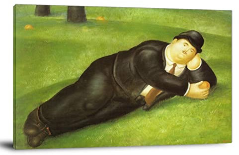 38+ Fernando Botero Wandkunst-Poster Mann mit zurücklehnender Liege von Fernando Botero Naïve Art Surrealist Poster Dekorative Malerei Leinwand Wandkunst Wohnzimmer Poster 40 x 60 cm