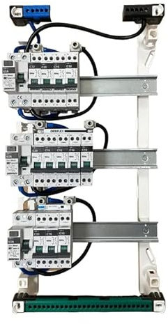 Tableau électrique pré-équipé et pré-câblé 3 rangées idéal T3-T4 avec 13 disjoncteurs et 3 interrupteurs différentiels (Sans prises)
