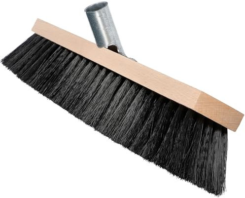 Heavy Duty Broom Head with Soft PVC Bristles 40 cm – 16” Hard Bristle Brush for Yard Patio Driveway Caravan & Garage Garden – Outdoor Indoor Floor Sweeping Broom with Fitted Handle Bracket