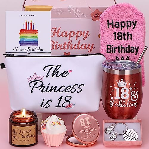 18th Birthday Gifts for Girls, Unusual Happy 18th Birthday Hampers for Her Funny 18th Birthday Gifts Basket for 18 Year Old Girls, 18th Birthday Presents Ideas for Girls Daughter Best Friend Sister