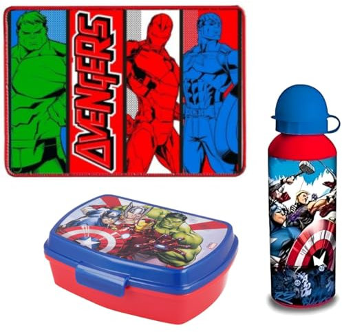Coriex Set merenda Avengers, portamerenda più borraccia più tovaglietta