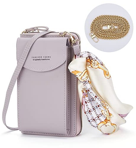 BISON SPIRIT Women's Crossbody Phone Bag Leather Multi-Function Phone Purse with Card Slots & Key Holder - Trendy Small Shoulder Bag for Everyday & Evening