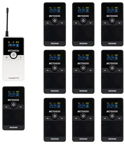 Retekess TT116 Wireless Tour Guide System, Tour Guide Set mit Headset, 200m, Full Noise Reduction, Tour Guide Microphone and Speaker for Tourism, Factory Tours (1 Transmitter 10 Receivers)