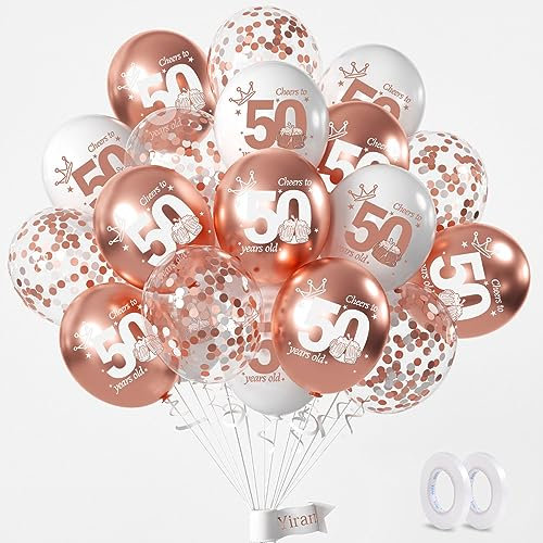 Yiran Palloncini Compleanno 50 Anni Oro Rosa,Decorazioni Festa Compleanno Decorazioni 50 anni Compleanno per Ragazzo Ragazze,Oro Rosa Palloncini Compleanno 50 anni per Decorazioni Festa 50 Compleanno
