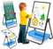 Kinder Staffelei Malerei Doppelseitige Tafel für Kinder mit Kreidetafel & Whiteboard 360 drehbare Höhenverstellbar Standtafel mit Zubehör für Jungen Mädchen ab 3 Jahre, Schwarz