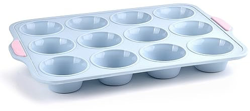 Guowall Molde de silicona para magdalenas, Moldes para muffins, Azul