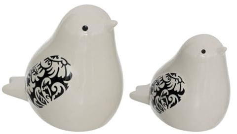 Atmosphera - 2er-Set Vögel Keramik - weiß - H.11-5 cm - Weiß