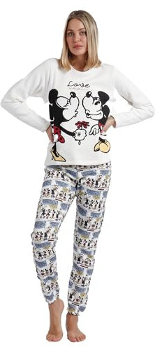 Disney Pigiama Donna Invernale in Caldo Cotone Felpato Stampa Minnie&Mickey Art.. 60557 (XL)