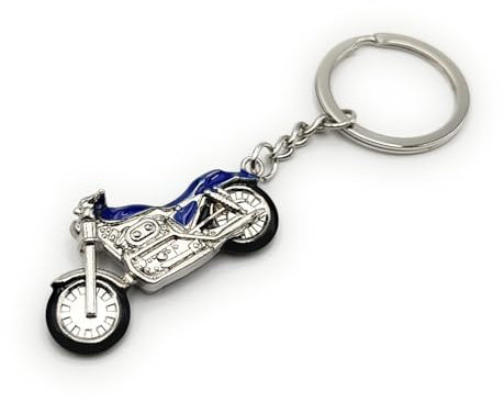 H-Customs Motorcycle Blue Motor Vehicle Chopper Keyring Pendant Metal Silver, silver, One Size
