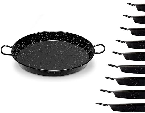 Paellera inducción esmaltada apta para gas y vitrocerámica, paellera vitrocerámica, paellera gas ideal camping y hogar, paellera esmaltada de 28cm a 46cm, paellera fabricada en España (32cm)