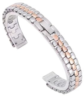WUURAA Damen-Uhrenarmband aus massivem Edelstahl mit Metall-Uhrenkette (Color : Silver+Rose Gold, Size : 6mm)