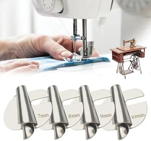 Ellxen Lot de 4 pieds ourleurs roulés universels pour couture - Guide de couture large et étroite - Pied presseur pour machine à coudre à ourlet roulé, pour usage domestique commercial (7-10 mm)