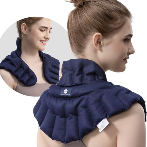 uncn Kirschkernkissen Mikrowelle Nacken Schulter Dunkelblau, Wärmekissen für Bauch & Rücken, Körnerkissen mit Duft