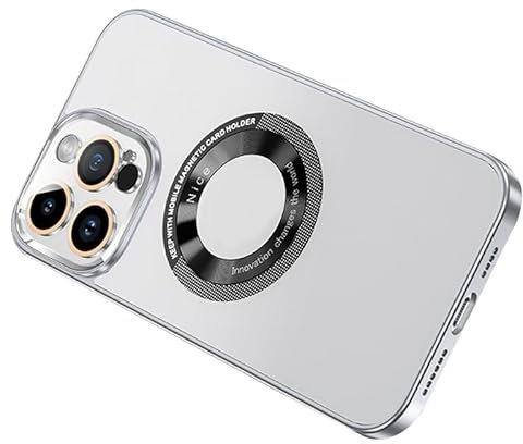 LXURY Ultradünne Hülle für iPhone 15 Pro Max/15 Pro/15 Plus/15, Magnetische Kabelloses Laden Handyhülle mit Kamera Schutz Gefrostetes Hülle,Weiß,15 Pro