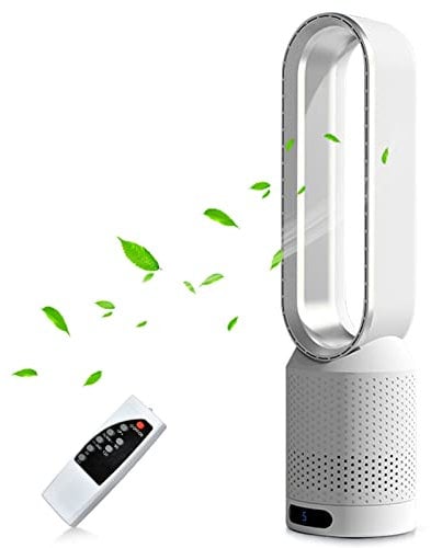 Tower Fan for Bedroom, 20 Inch Bladeless Fan, 80° Oscillating with Remote, 8 Speeds, 2H Timer, Quiet Desk Cooling Standing Floor Fans Indoor Home Office Room