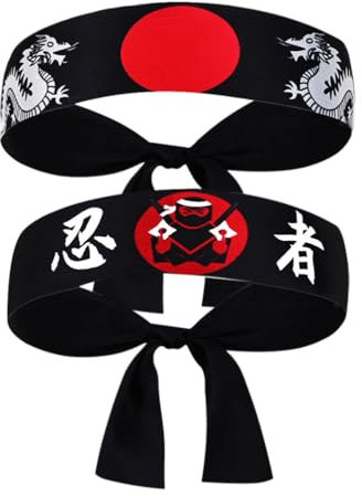 Alipis 2 Stück Japanischer Sushi-Koch-Hachimaki-Karate-Stirnband Sushi-Koch-Bandana Zum Anbinden Kostüm Kopfbedeckung Drachenhaarreifen Für Karate Halloween Sushi-Stil B