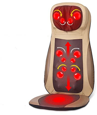 Shiatsu-Massagekissen, Massagesesselauflage, Massagesitz, Massagegerät, Komfort-Massagesitzauflage mit Heizfunktion, Rücken-Shiatsu-Massageauflage mit Heizfunktion und Fernbedienung. (Beige)