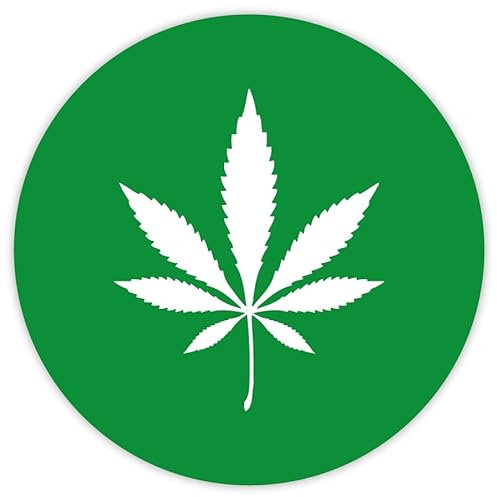 Aufkleber Hinweis „Cannabis/Hanf erlaubt“ Sticker Folie selbstklebend, grün/weiß | Ø5-30cm Made in Germany, Größen Name: Ø15 cm