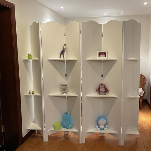Raumteiler Trennwand, Paravent Raumtrenner Weiß Wandtrenner Mit Regalen, Holz Und Kunststoff Raumtrenner Für Home Office, Studio, Wohnzimmer, Schlafzimmer Und Hausflur, Hoch 1,8m (Color : 6 Panel, S