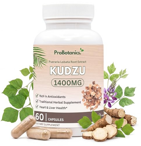 Kudzu Root Capsules 1400mg | High Strength 40% Isoflavones | Alcohol Craving Support & Liver Support, Liver Cleanse Detox | Vegan Natural Supplement