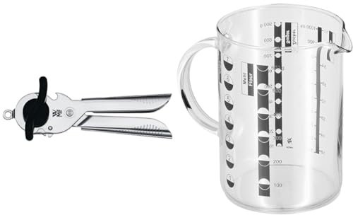 WMF Tin Up Dosenöffner mit Kapselheber 20 cm, Cromargan Edelstahl, Kunststoff, spülmaschinengeeignet & Gourmet Messbecher Glas 1l, hitzebeständiges Glas, Messbecher 1l