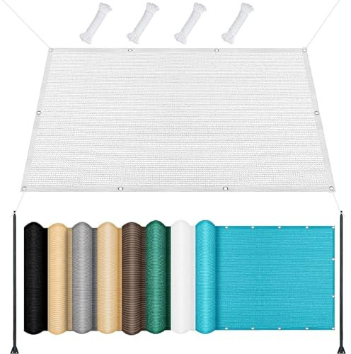 Tenda da Sole per Esterno 2 x 2.6 m Rettangolare Protezione UV 98% Panno Ombreggiante per Esterni con Occhielli Fascette per Esterno, Giardino, Terrazza, Piscina, Bianco