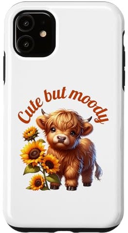 iPhone 11 Cute But Moody Highland Cow Calf Case