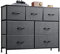 WLIVE Chest of Drawers, 7 Fabric Drawers with Easy Pull Handle, Wood Top and Sturdy Steel Frame for Bedroom, Living Room, Black Walnut