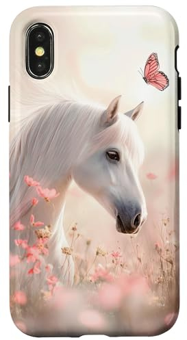 Pferd Blumen Schmetterling Pferdebesitzer Pferd Hülle für iPhone X/XS