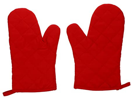 OKUMEYR 1 Pair Heat Resistant Gloves Tablet Glove Oven Glove Microwave Oven Mitts Grill Gloves Grilling Oven Mitts Microwave Mitts Cooking Mitts Oven Mittens Pot Mitts Red Polyester
