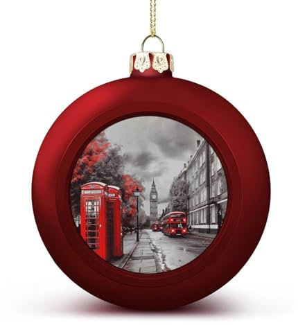 Interessante Weihnachtskugel-Dekorationen, wunderschön rote Londoner Straße, bedruckte Dekorationen, Urlaubsparty, Heimdekorationen, Weihnachtskugel-Dekorationen, hängende Anhänger
