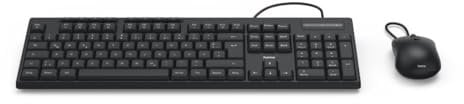 Hama Tastatur Maus Set CKM-200 (USB Tastatur, USB Maus, ergonomisches Tippgefühl, leise Tasten, Kabel abnehmbar, deutsches QWERTZ-Layout, Maus mit DPI Schalter, Multimedia Tasten) schwarz