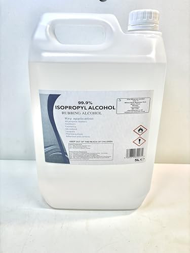 Isopropanol Alcohol IPA 99.9% - 5 L – Fast evaporation, Multi Surface Cleaner Sanitiser and Disinfectant – Additive free Premium Isopropyl Rubbing Alcohol Solvent for Home and Business Use