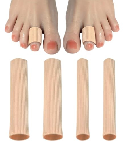 VOMZIKL Tube de Coussin D'orteil, Lot de 4 Protection Orteils en Silicone Découpable, Manchons D’orteil Protecteurs, Protège Orteils