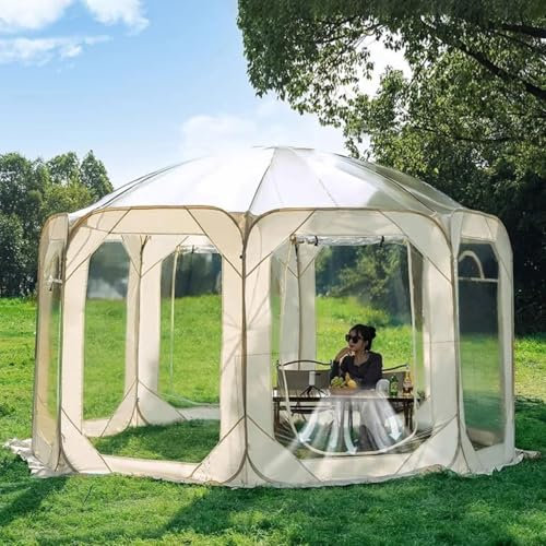 HLGKBY Gartenkuppel-Iglu, Gartenzelthaus, große beheizte Zelte, Iglu-Kuppel im Freien für den Winter für Winterpartys im Freien, wetterfestes Gewächshaus, beheiztes Iglu, acht Seiten