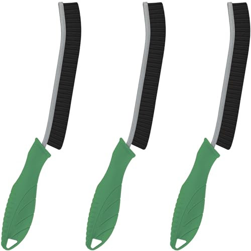 KMOSENIA Reinigungsbürste - Hartborsten Ecken Reinigungsbürste, Spaltreinigungsbürste, Fugenbürste, Eckenreinigungsbürste für Badezimmer Küche (3, Grüner Griff)