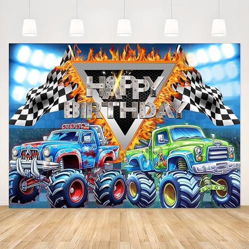 APROPHIC Auto Fotohintergrund Car Party Foto Hintergrund für Kinder Geburtstag Happy Birthday Fotowand Hintergrund Requisiten für Fotostudios Dekorative Accessoires 210x150cm