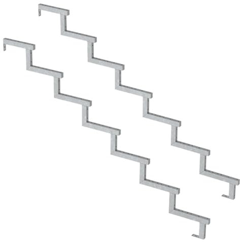 2er Set Stahl Treppenwange 7 Stufen - Option für Setzstufen-Höhe 119cm