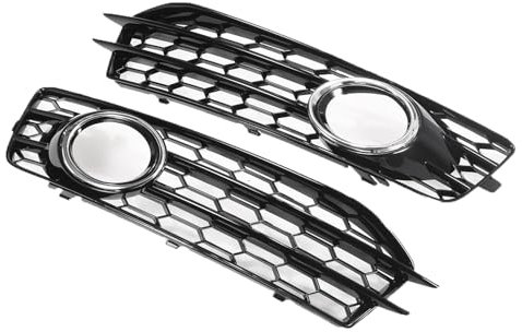 Coppia di griglie for paraurti anteriore auto HONEYCOMB, fendinebbia, griglia di copertura, compatibili con Audi A3 8P S-Line 2009-2012, griglia anteriore 8P0807682(With Chrome)