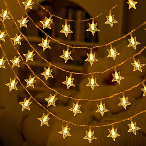 ENLACE Lichterkette Sterne, 3M 20 LED Sternenlichterkette Batteriebetrieben, Warmweiße Sterne Lichterketten für Weihnachten, Hochzeit, Geburtstag, Kinderzimmer, Schlafzimmer, Innen, Außen